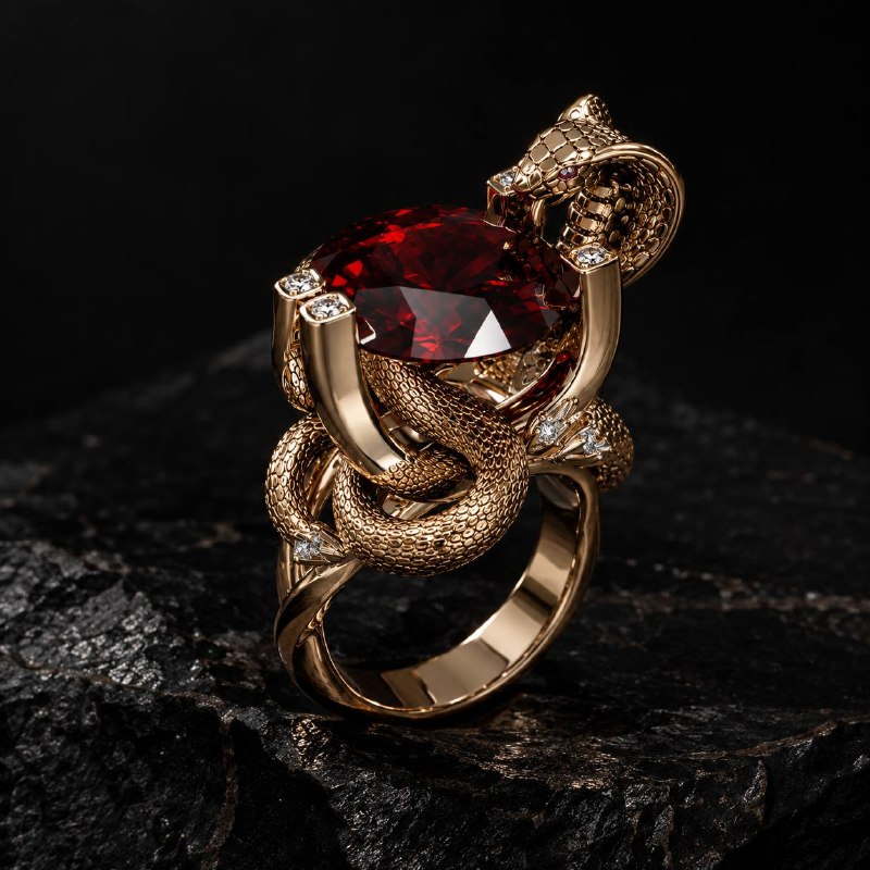 COBRA — Gemstone Snake Ring | Jewelry 3D Model STL — view 2