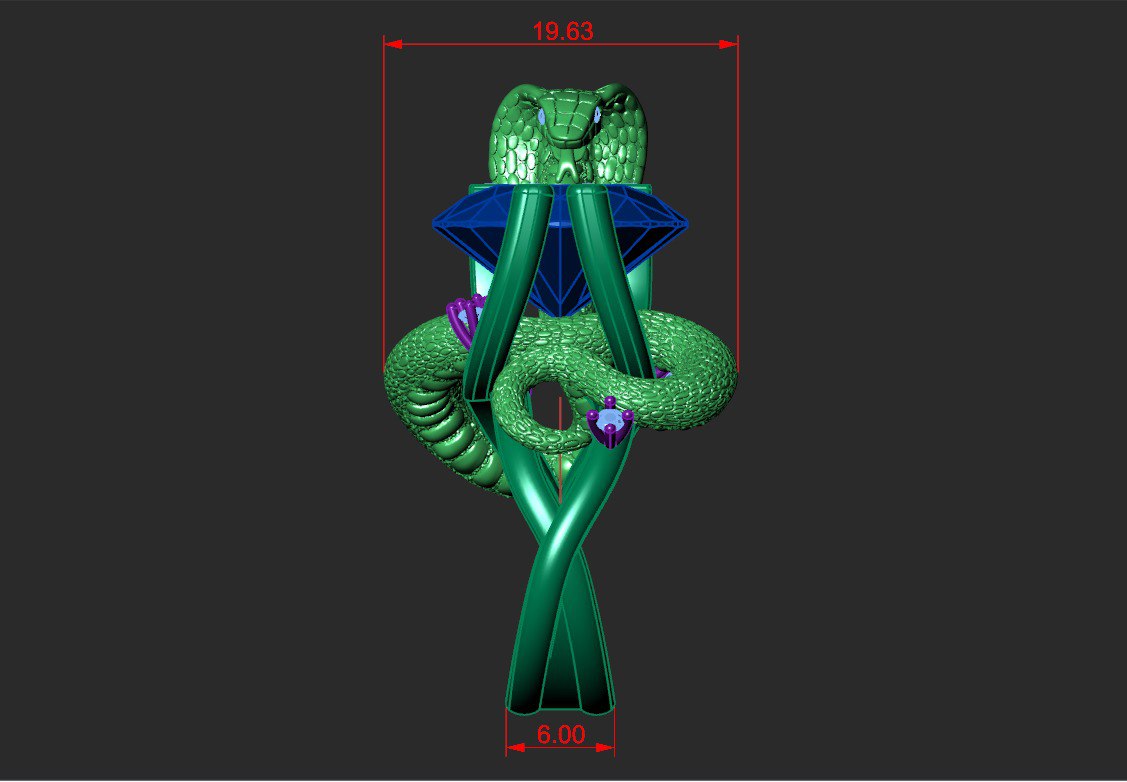 COBRA — Gemstone Snake Ring | Jewelry 3D Model STL — view 5