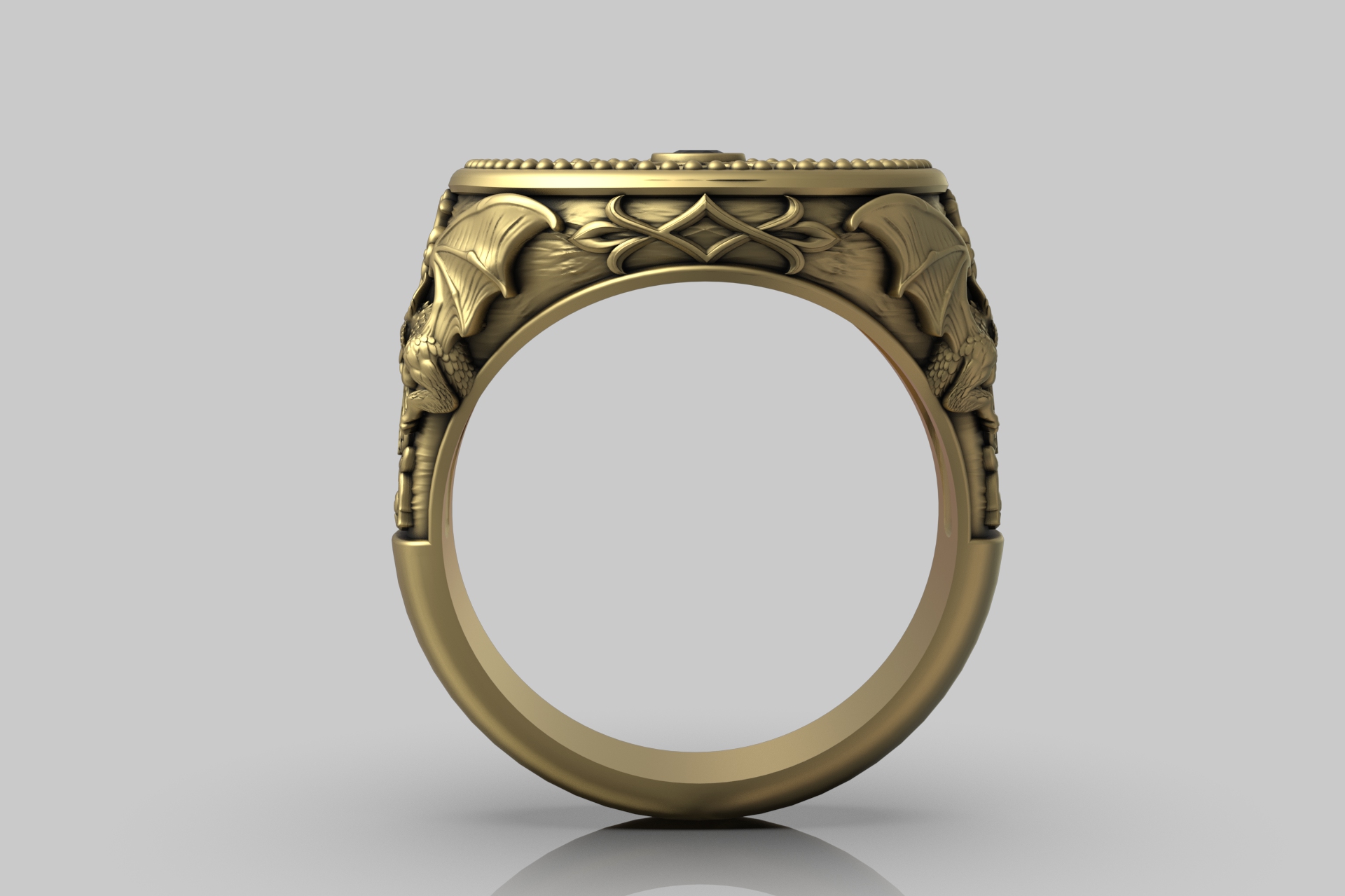 Gothic Dragon Cross Signet Ring — view 8