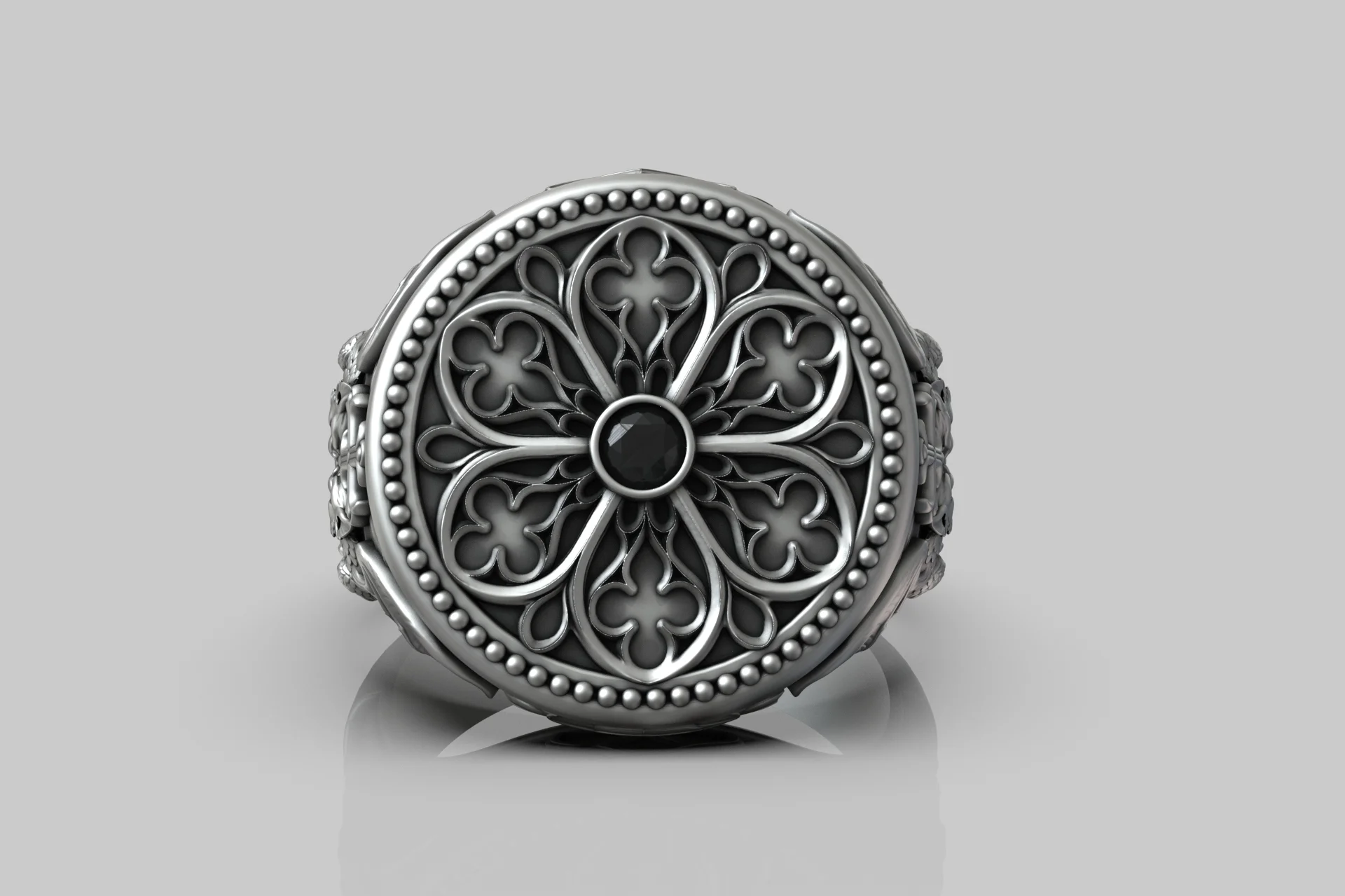 Gothic Dragon Cross Signet Ring — view 2