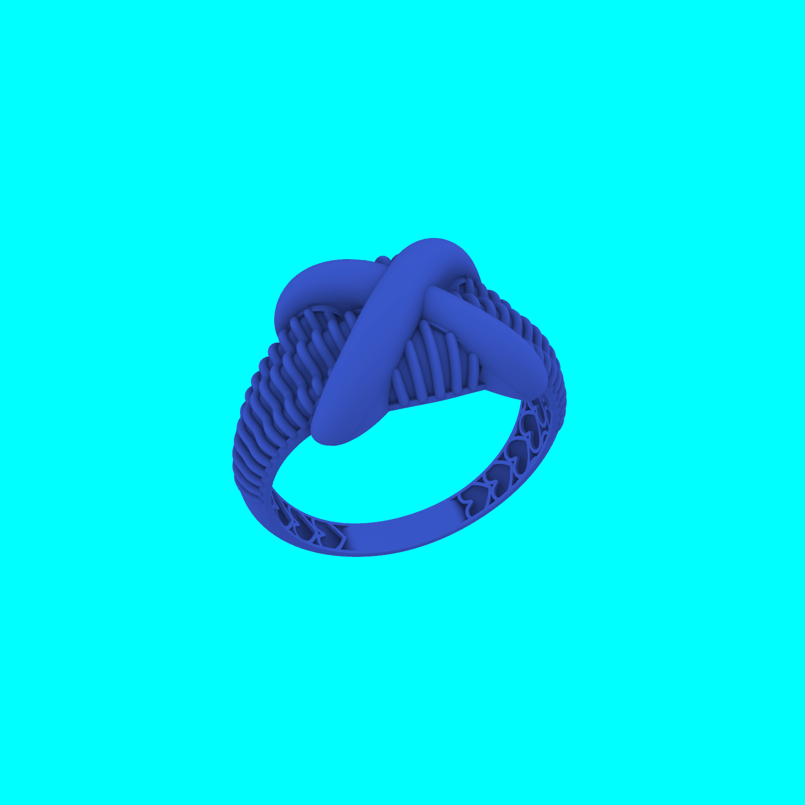 Wide Domed Ring with Woven X Design — view 5