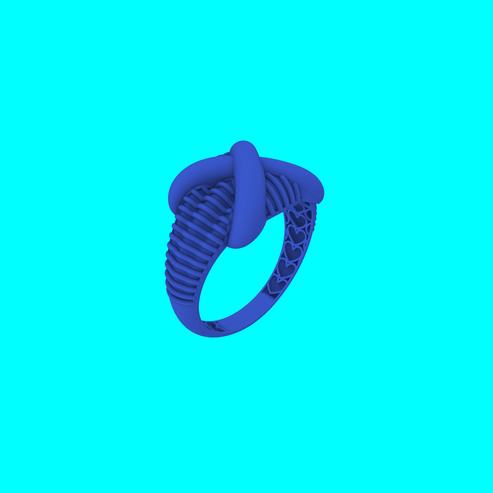 Wide Domed Ring with Woven X Design — view 7