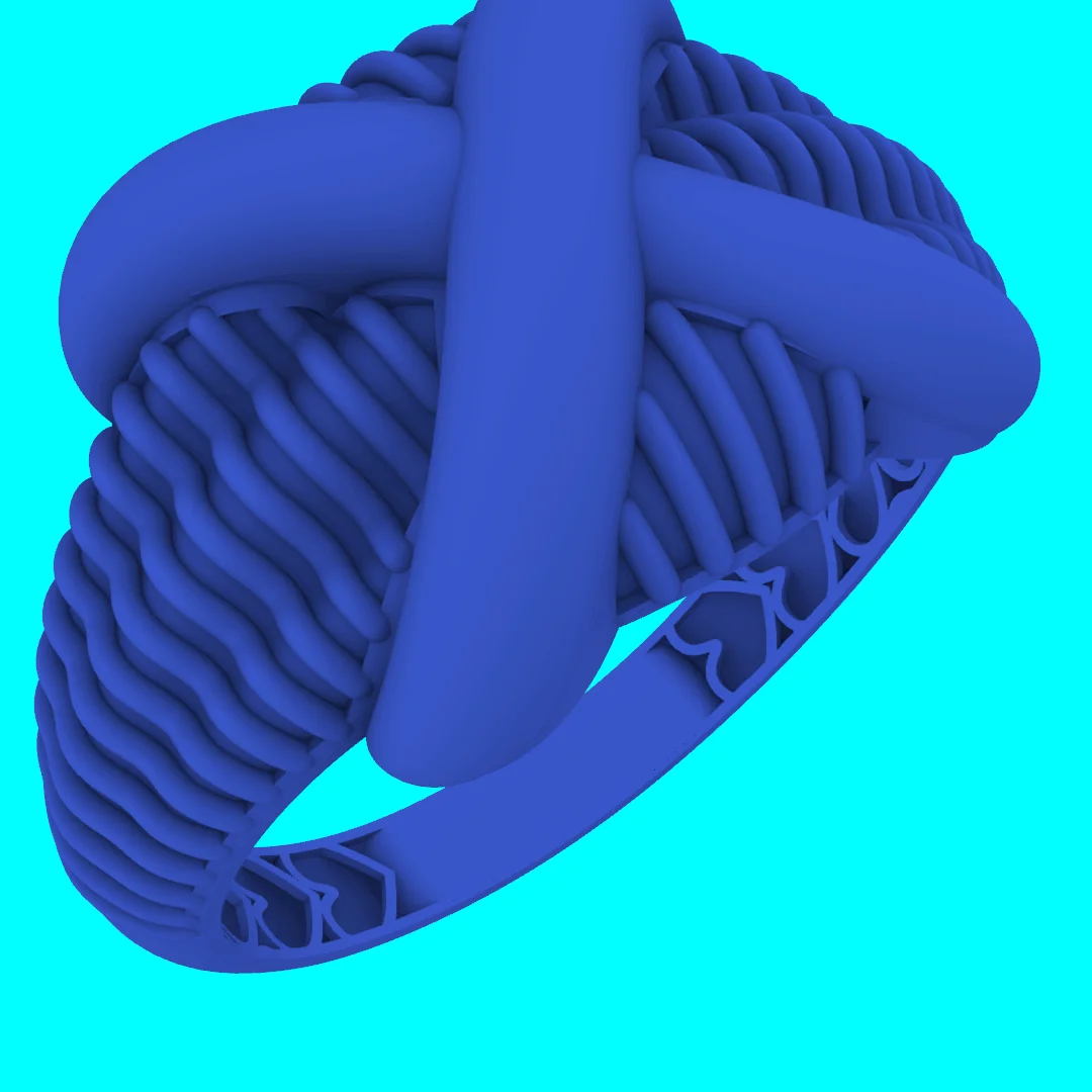 Wide Domed Ring with Woven X Design — view 2