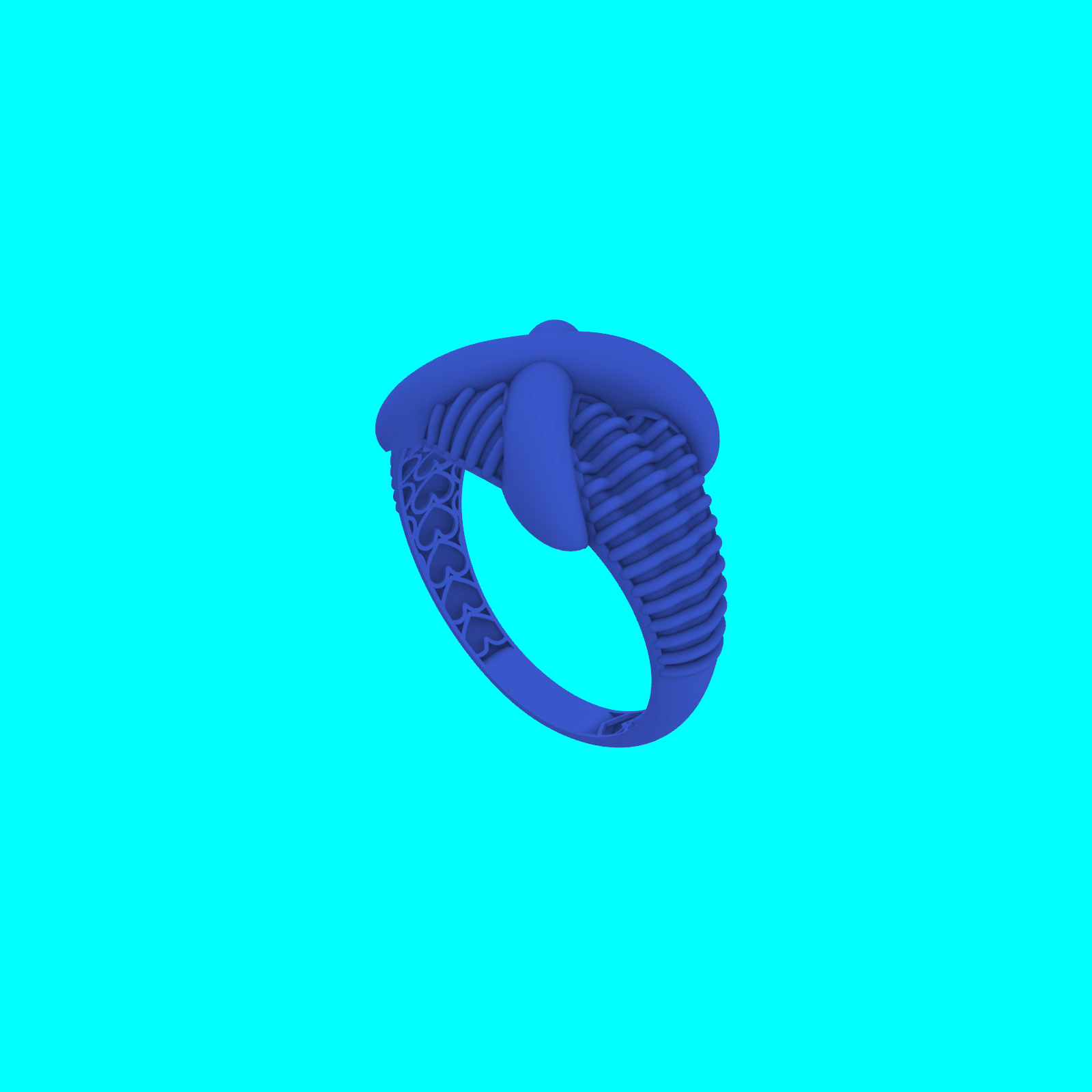 Wide Domed Ring with Woven X Design — view 8