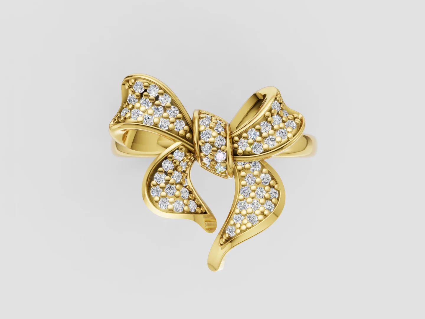 Pavé Bow Ring – Production-Ready Jewelry CAD Model — view 2