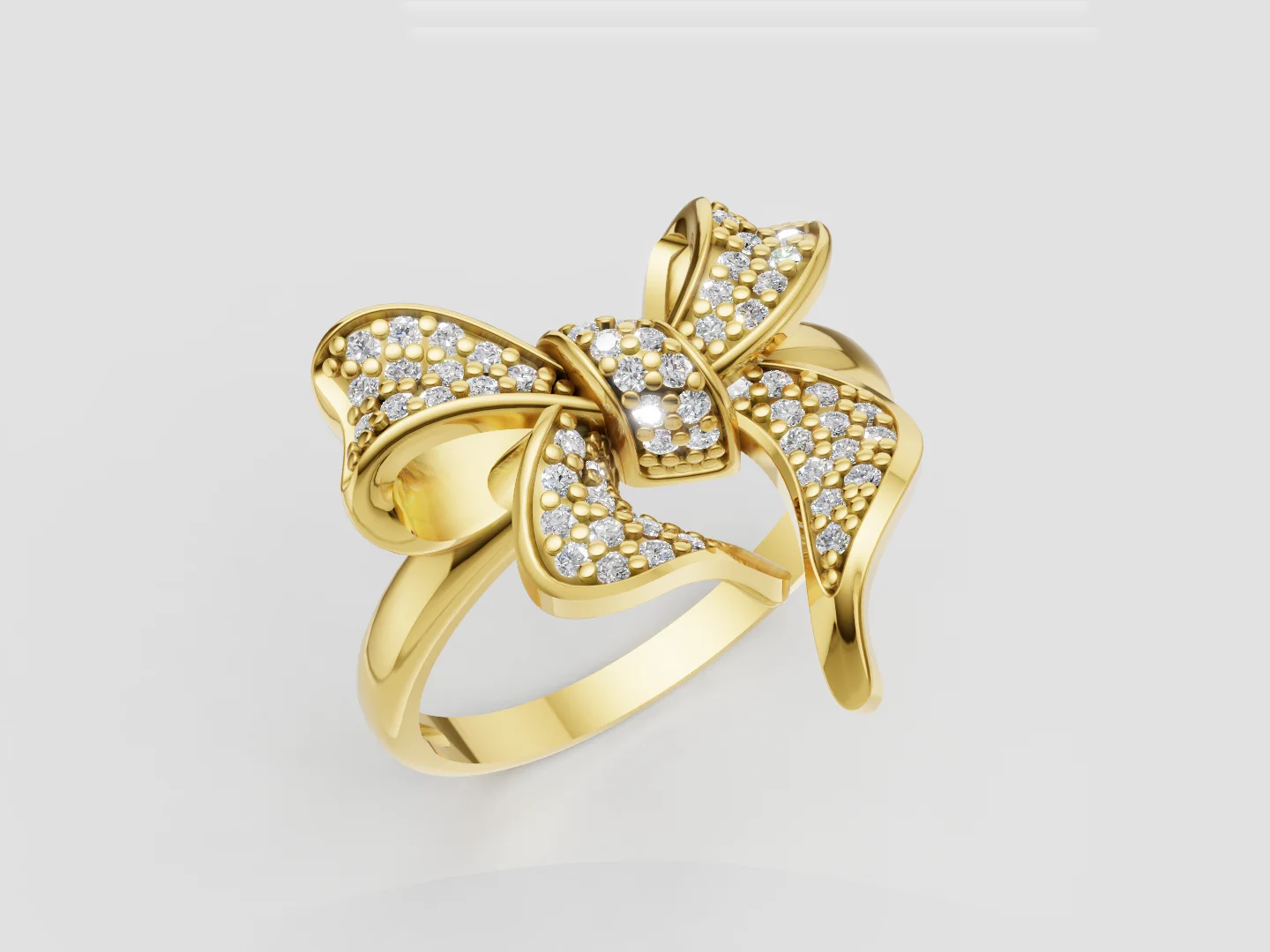 Pavé Bow Ring – Production-Ready Jewelry CAD Model