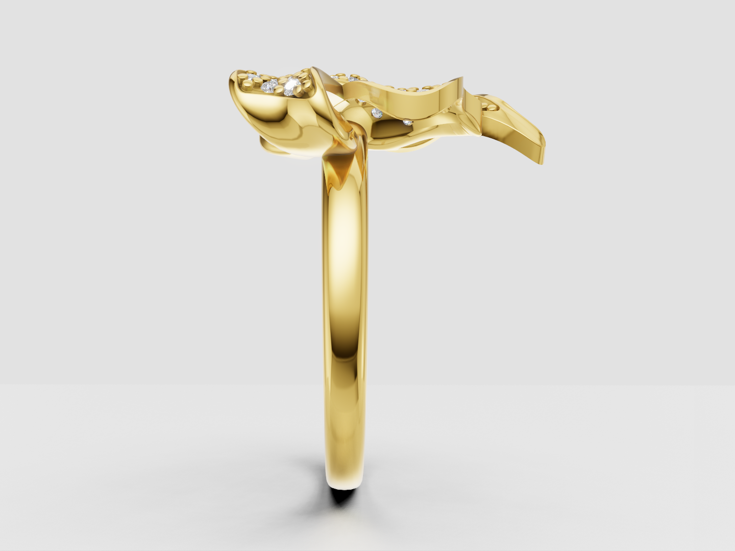Pavé Bow Ring – Production-Ready Jewelry CAD Model — view 3