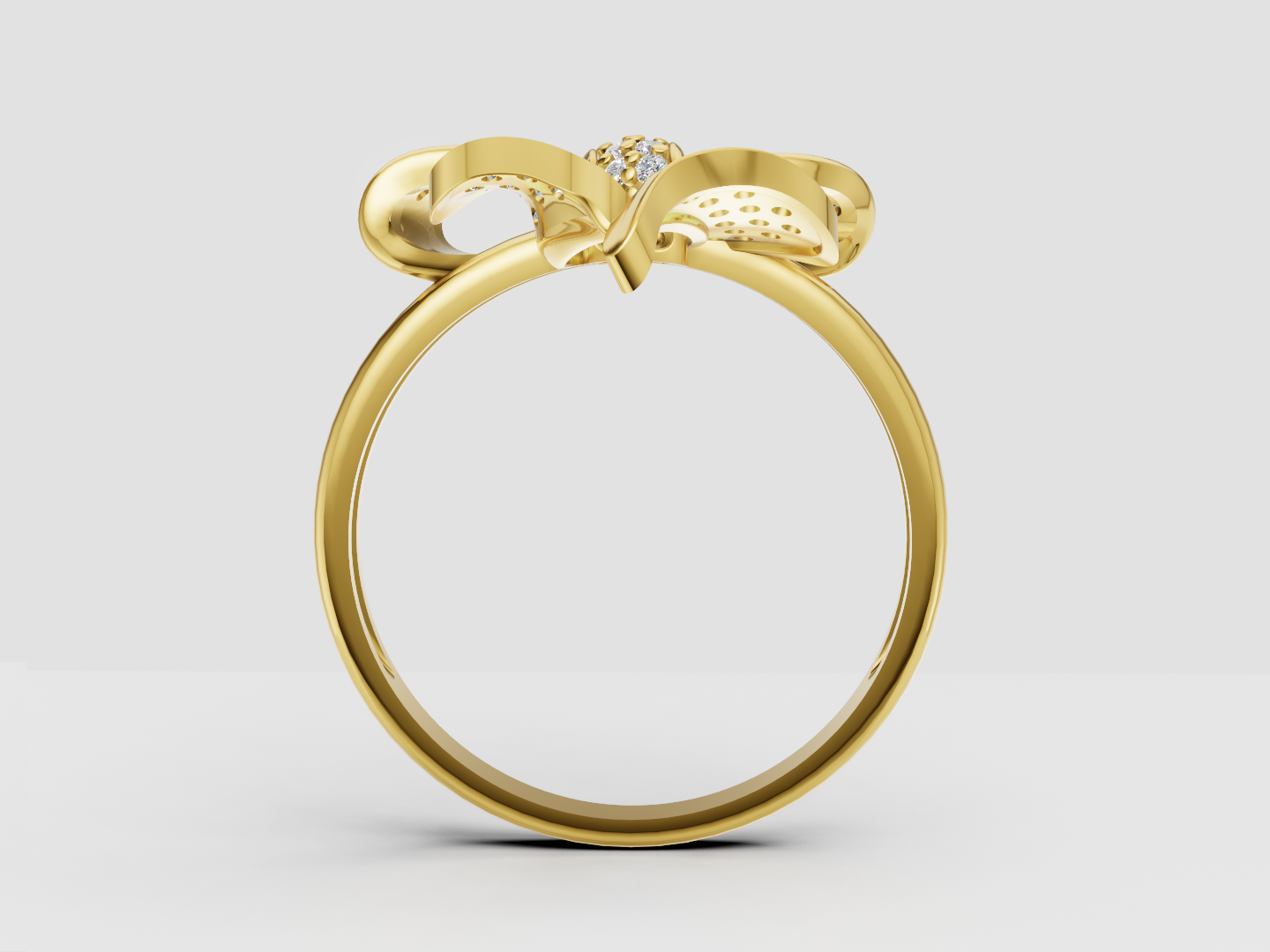 Pavé Bow Ring – Production-Ready Jewelry CAD Model — view 4