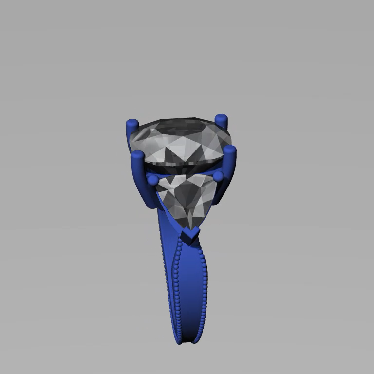 Cushion and Trillion Three-Stone Milgrain Ring — view 4