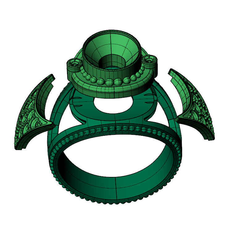 Oval Diamond Signet Ring with Flared Shoulders — view 7