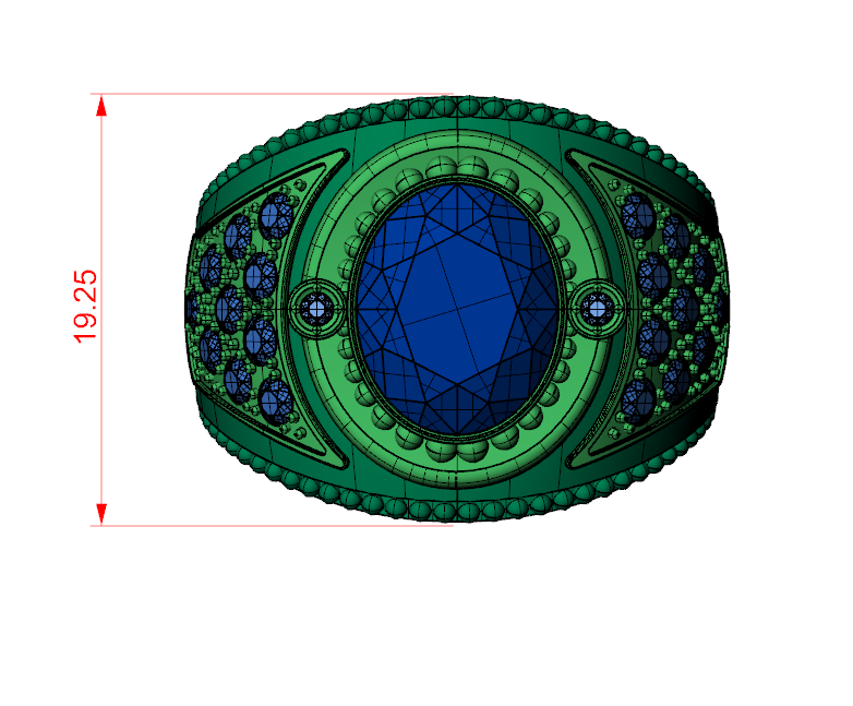 Oval Diamond Signet Ring with Flared Shoulders — view 5