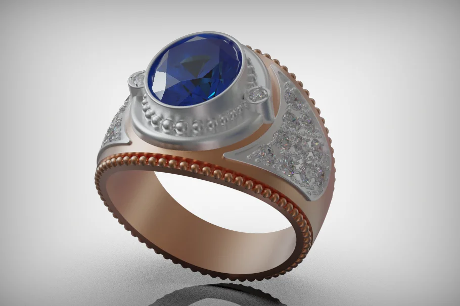 Oval Diamond Signet Ring with Flared Shoulders