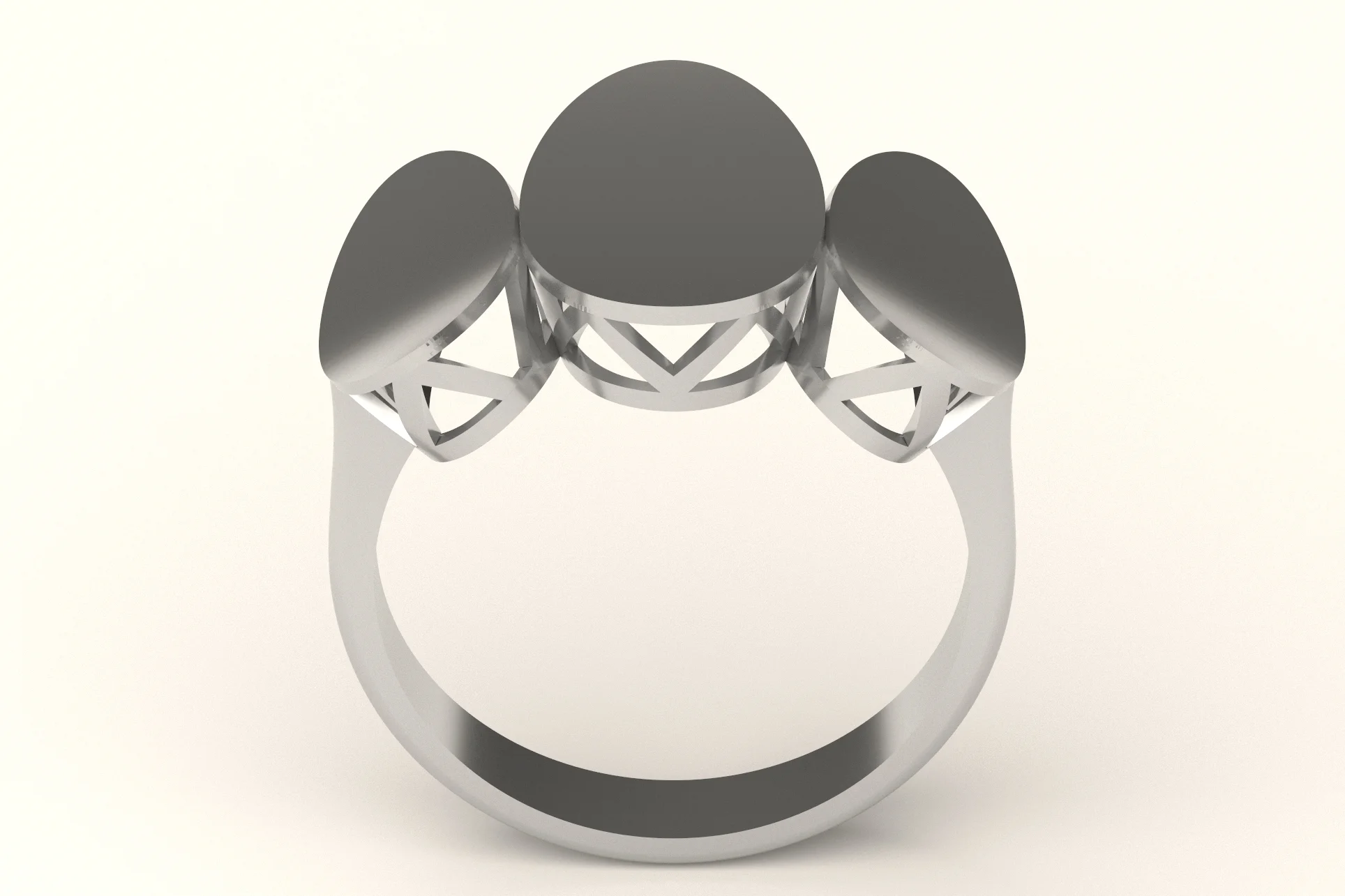 Triple Oval Disc Ring 3D Print Model 79 — view 3
