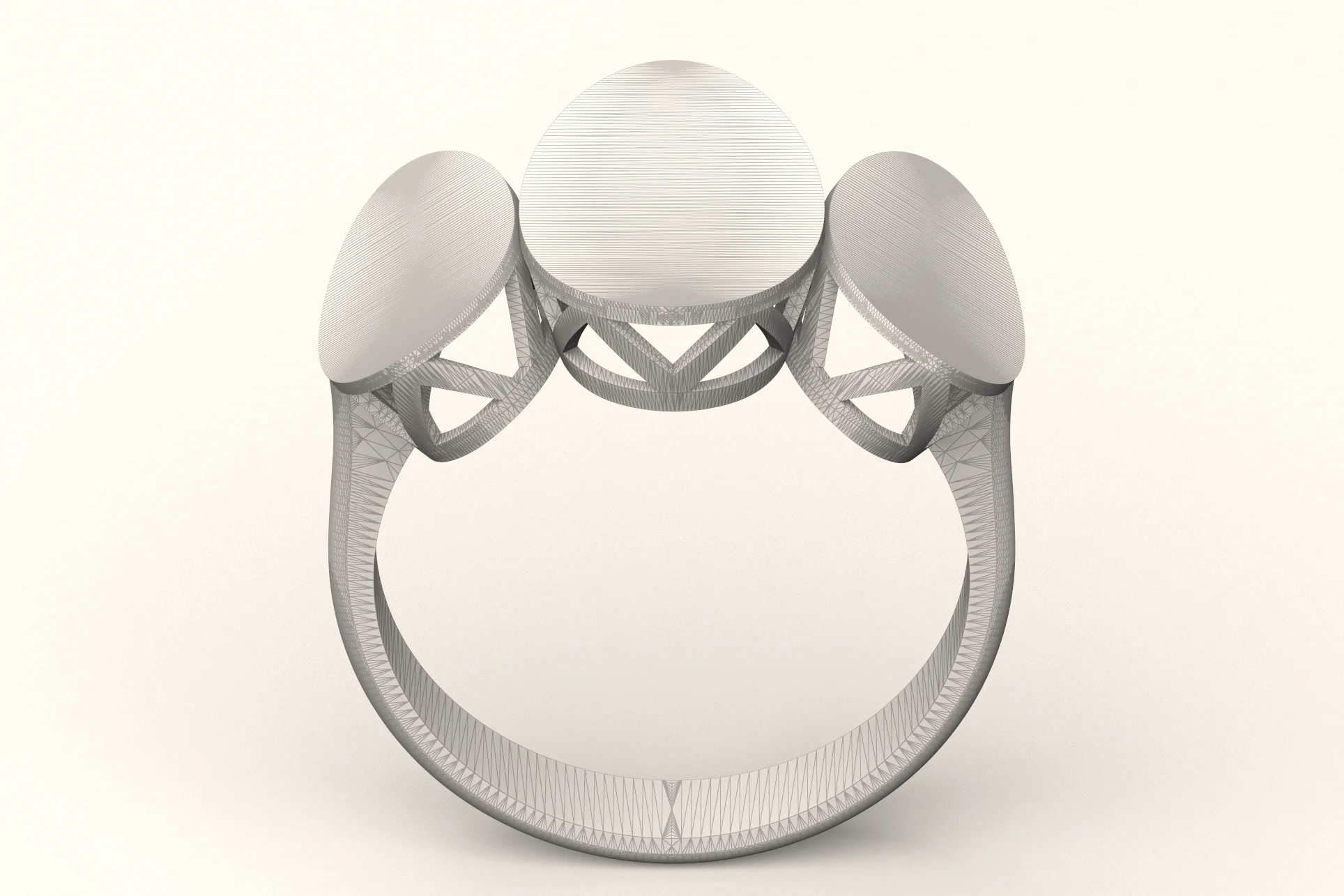 Triple Oval Disc Ring 3D Print Model 79 — view 6