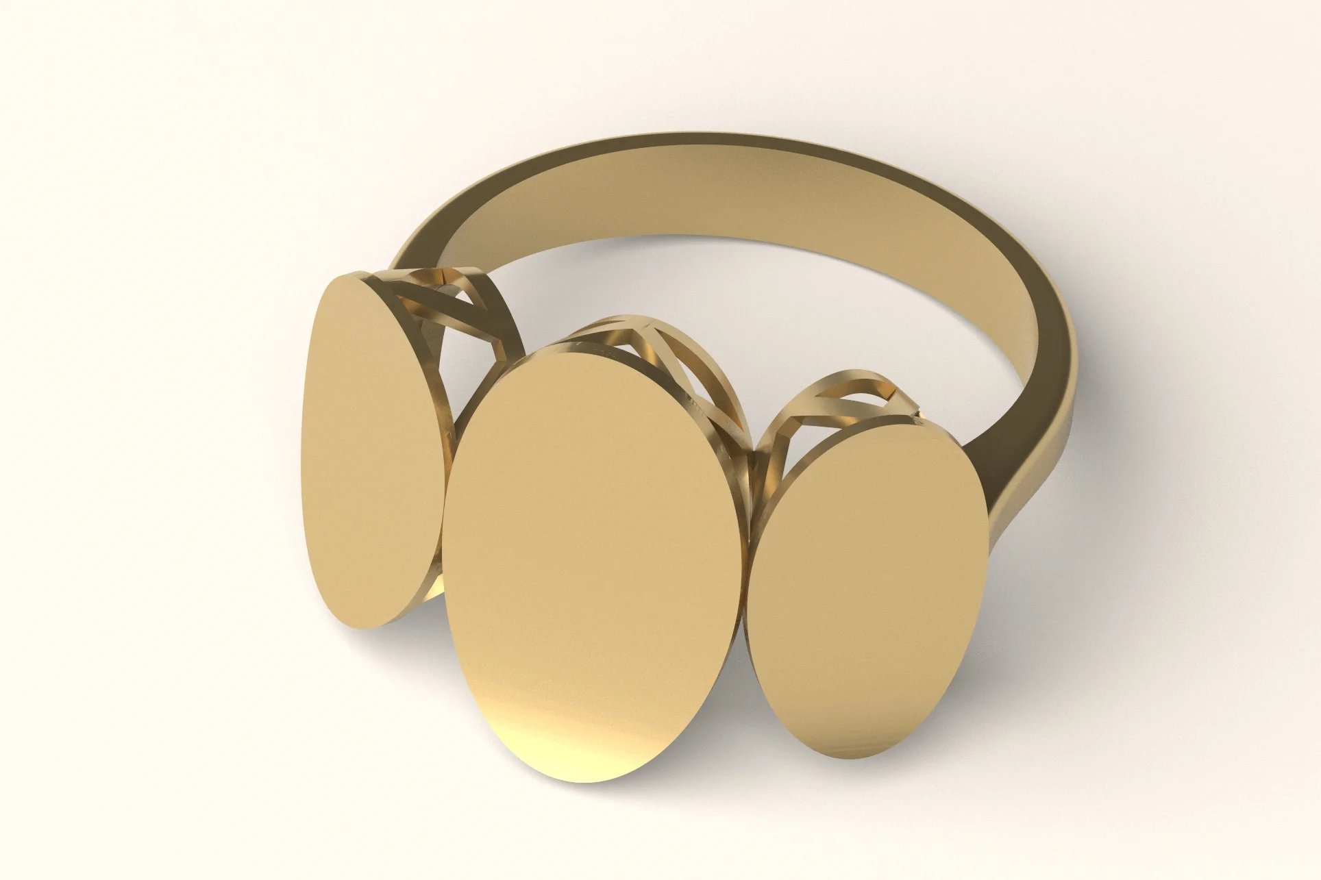 Triple Oval Disc Ring 3D Print Model 79 — view 2