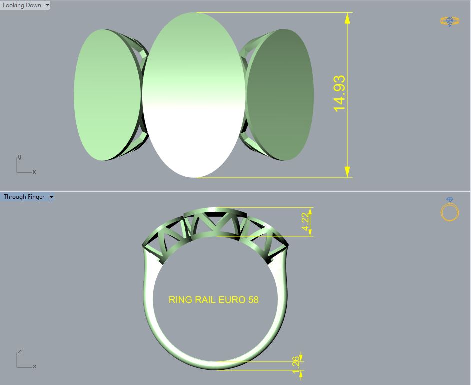Triple Oval Disc Ring 3D Print Model 79 — view 4