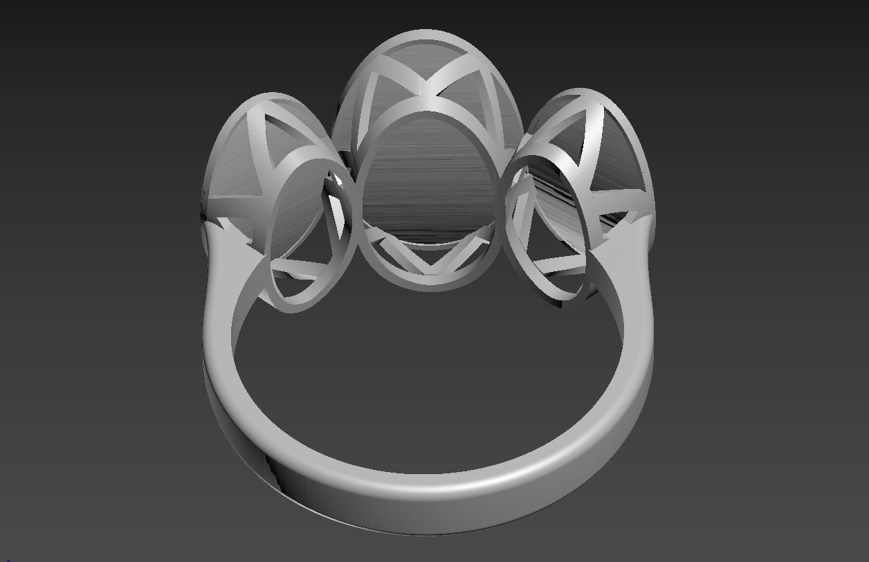 Triple Oval Disc Ring 3D Print Model 79 — view 7