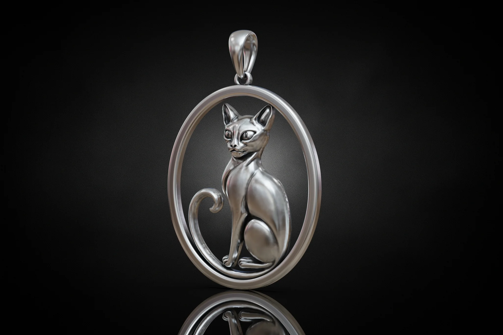 Elegant Stylized Seated Cat Pendant — view 4