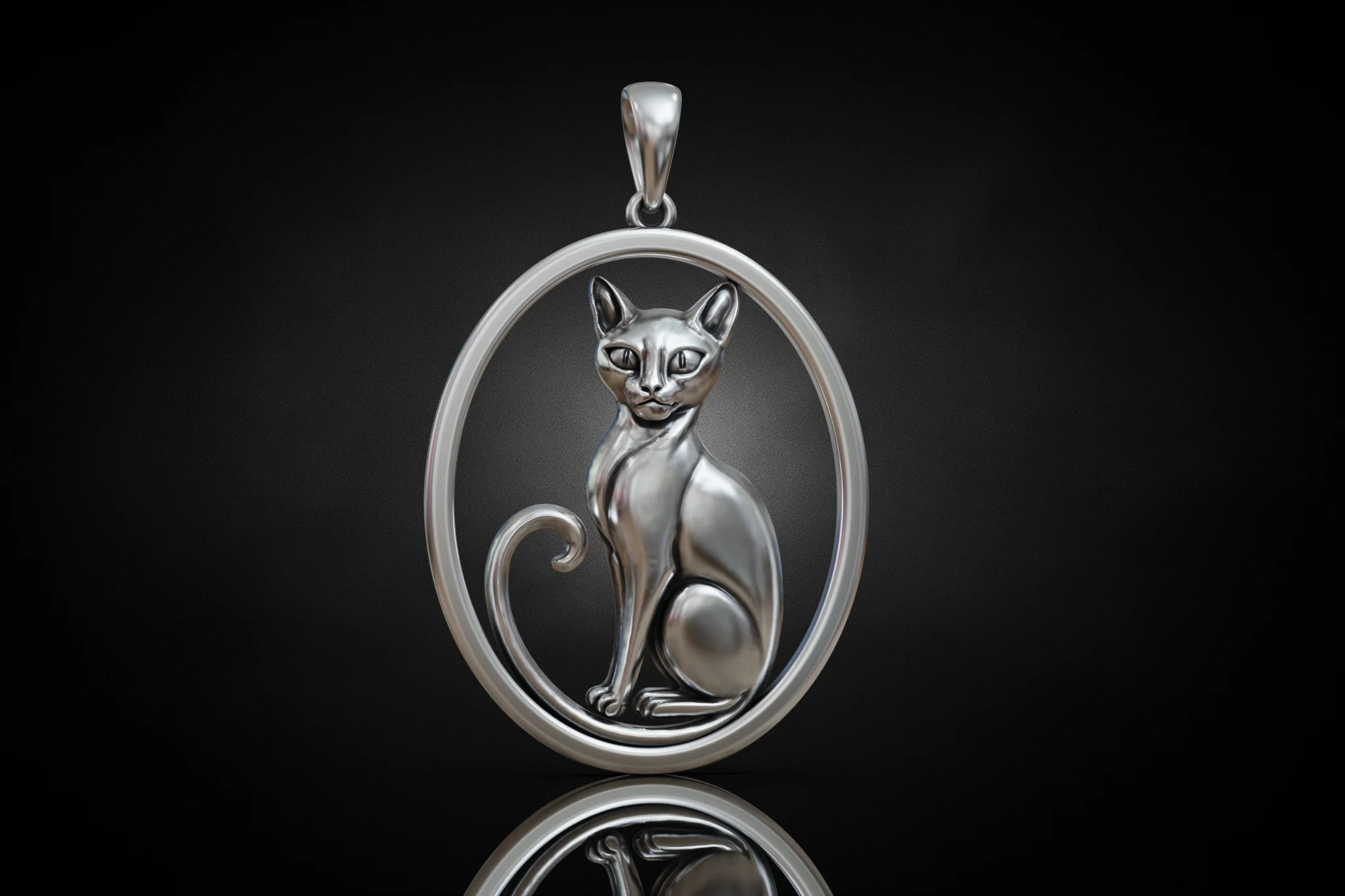 Elegant Stylized Seated Cat Pendant