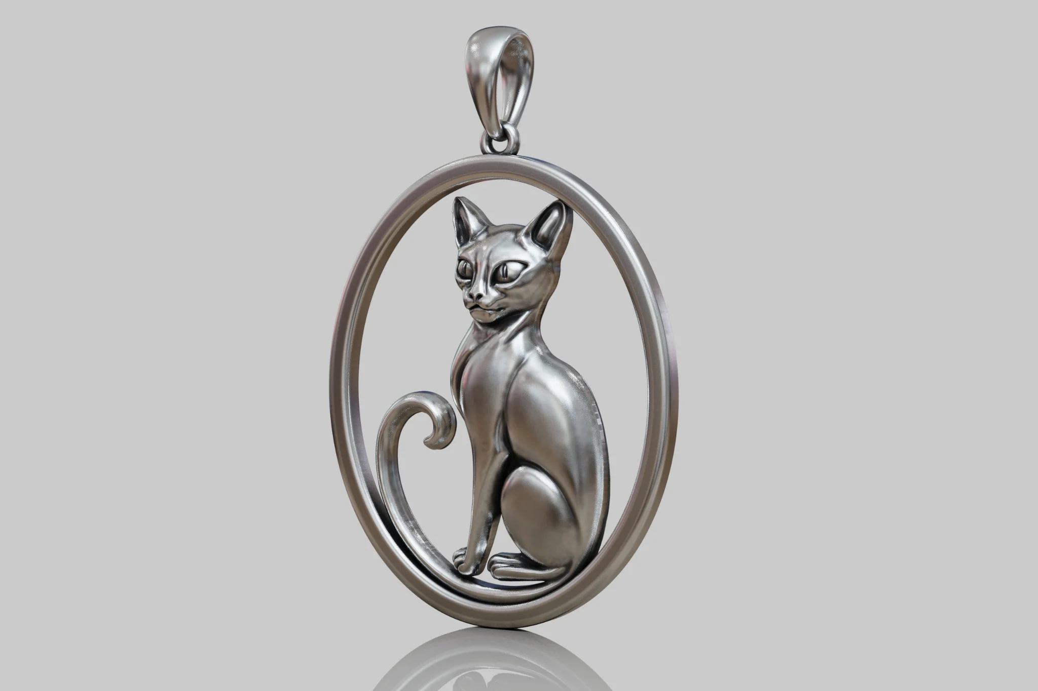 Elegant Stylized Seated Cat Pendant — view 6