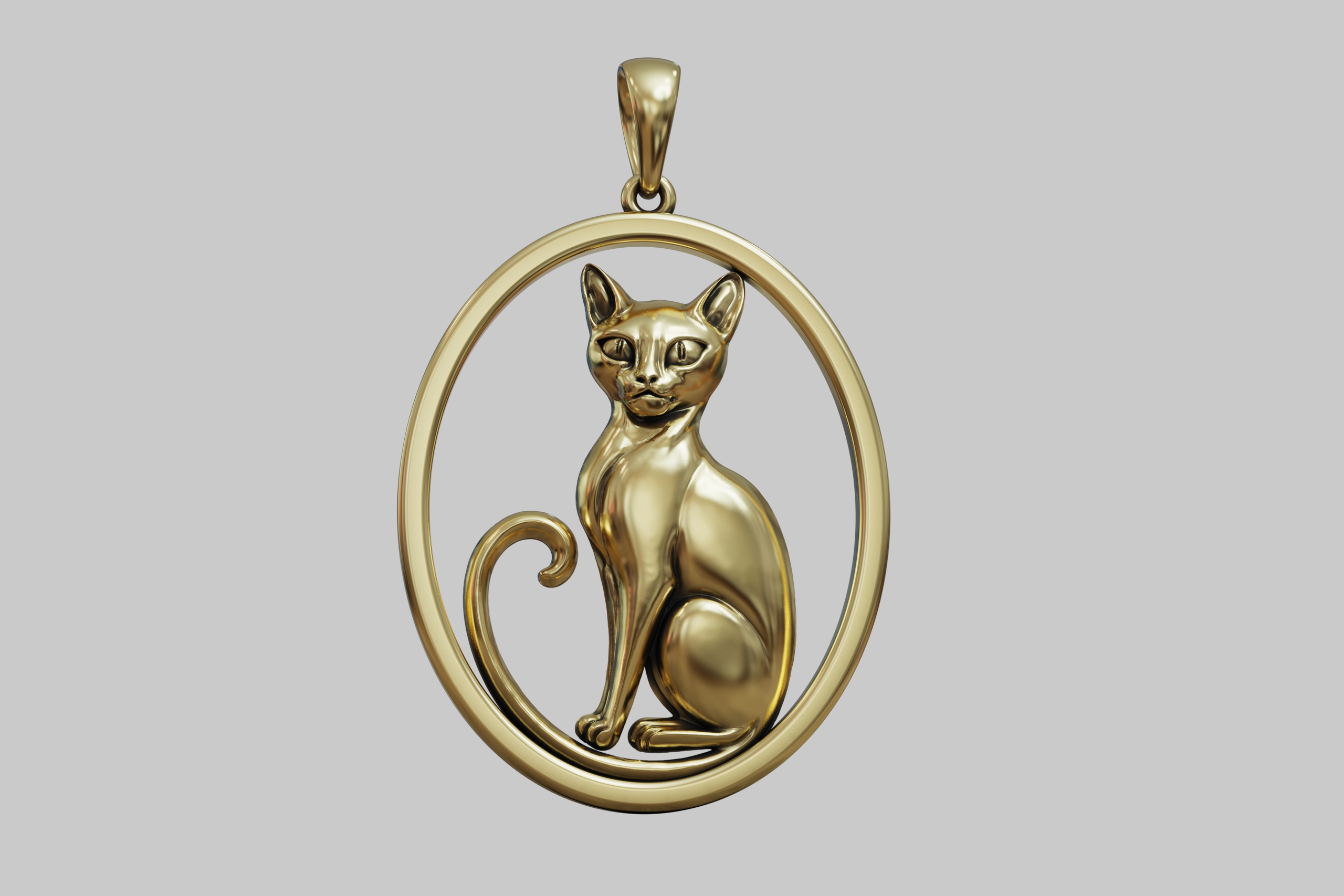 Elegant Stylized Seated Cat Pendant — view 7