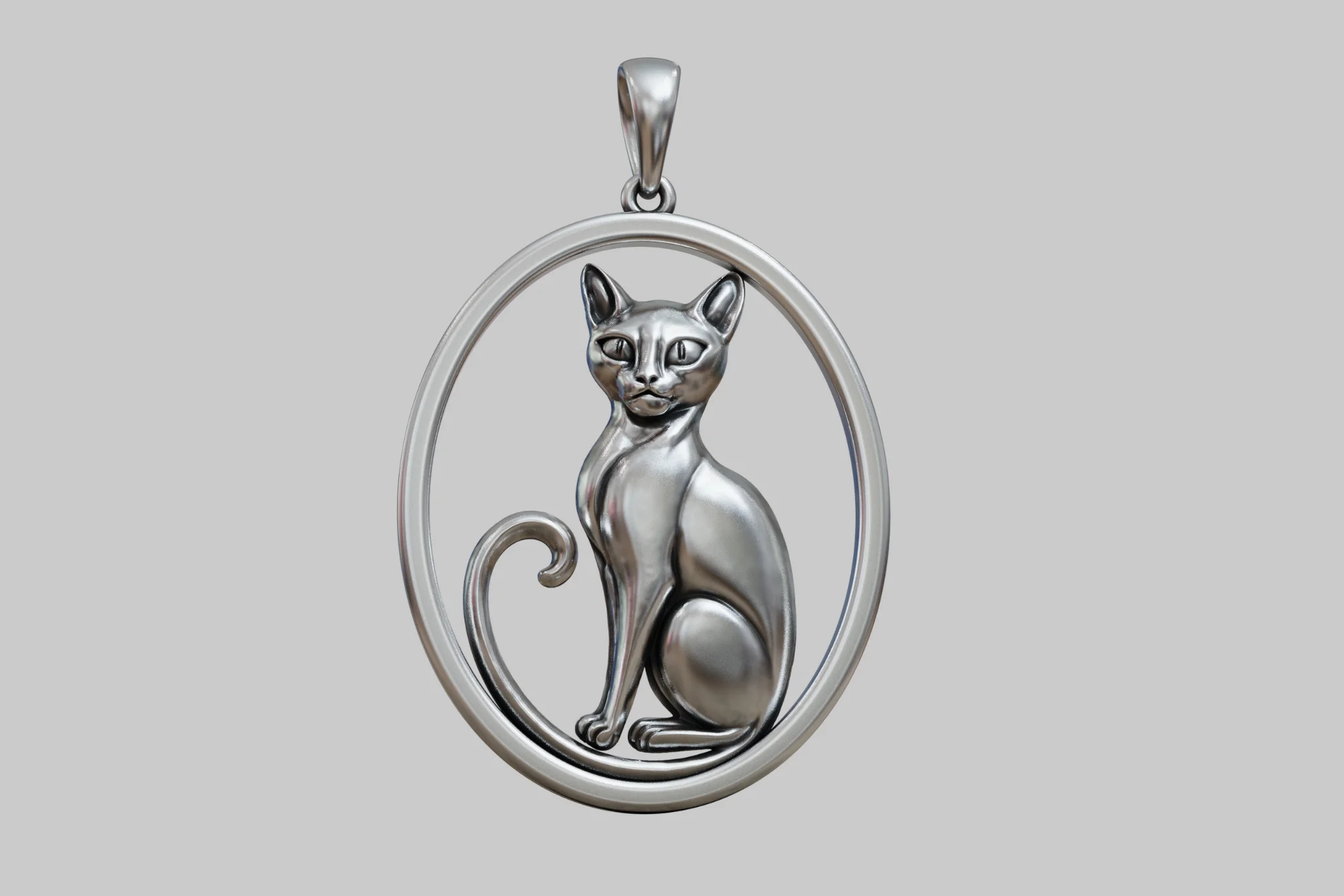 Elegant Stylized Seated Cat Pendant — view 8