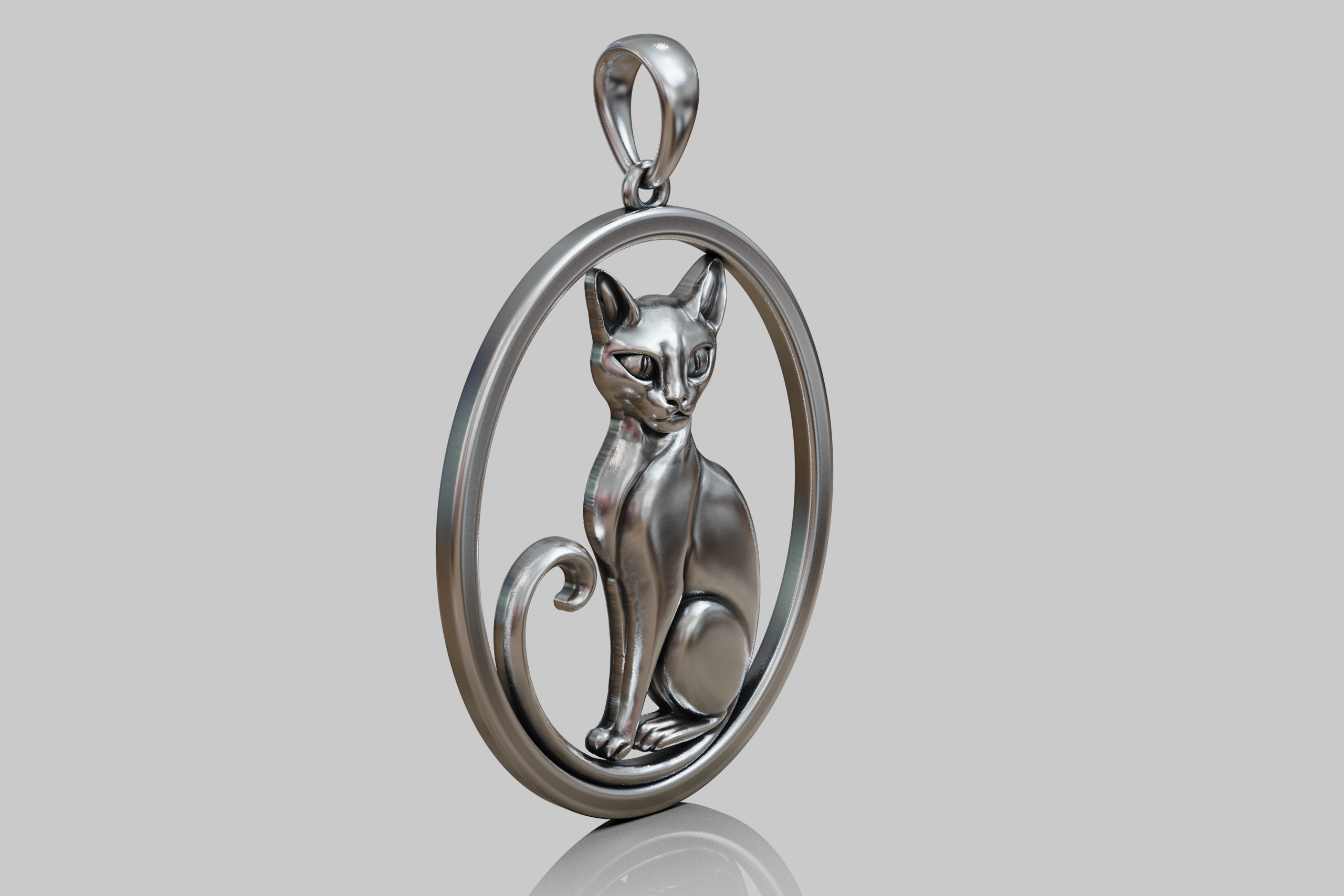 Elegant Stylized Seated Cat Pendant — view 5