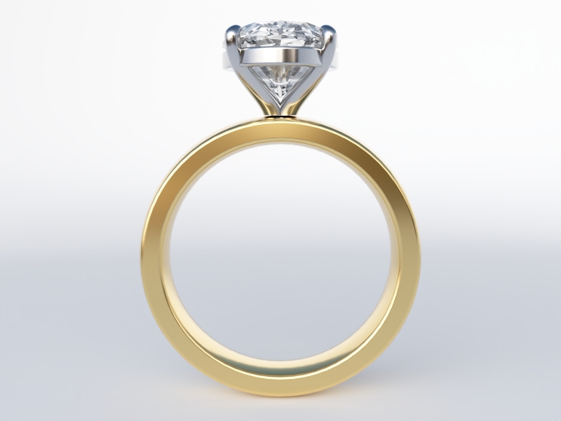 Ready for Production Simple Wide Two Tone Band for a large Oval — view 3