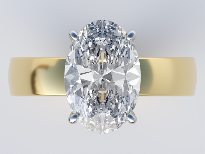 Ready for Production Simple Wide Two Tone Band for a large Oval — view 4