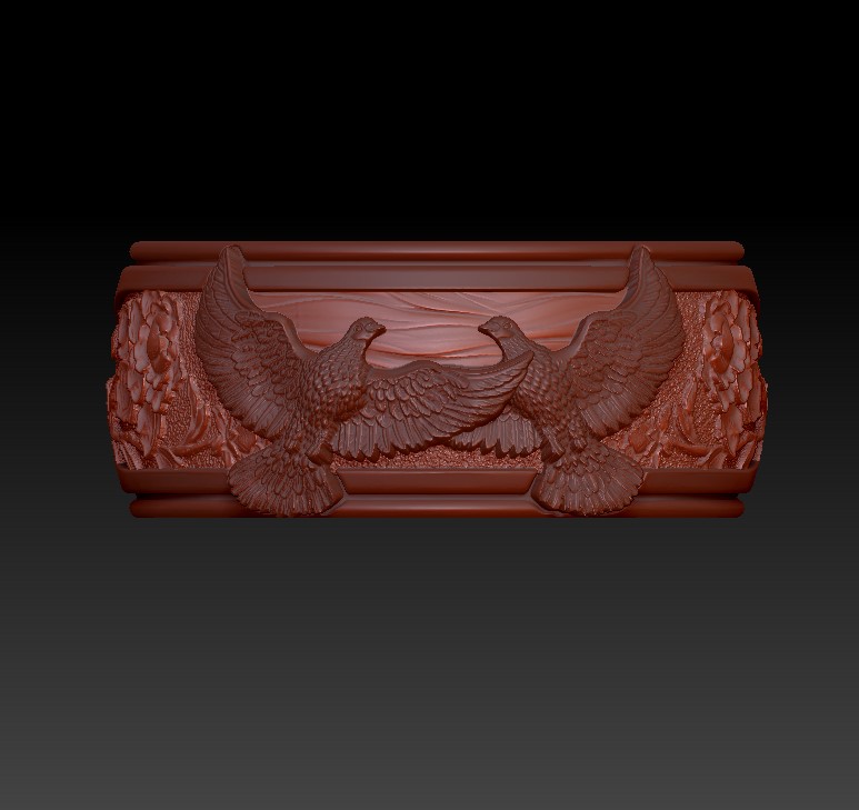 Sculpted Doves and Flowers Wide Band Ring — view 8