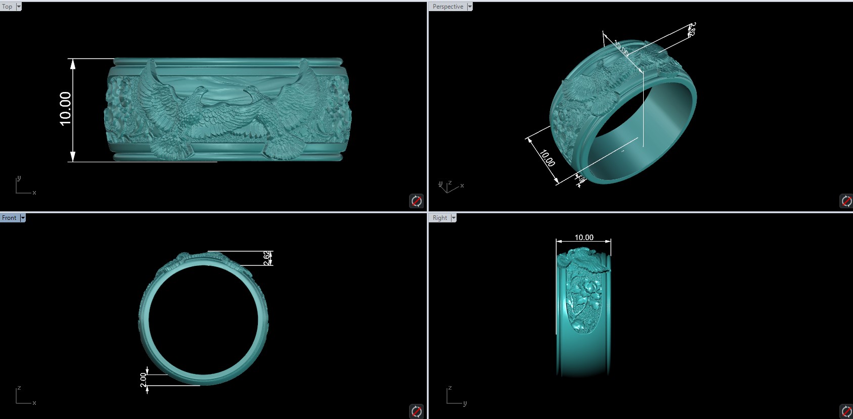 Sculpted Doves and Flowers Wide Band Ring — view 6
