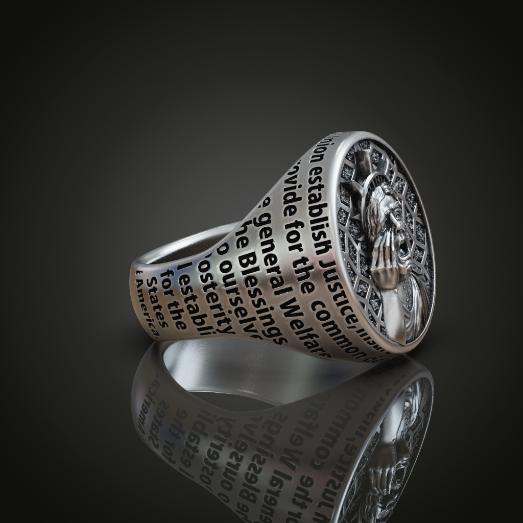Crying Statue of Liberty Oval Signet Ring — view 8