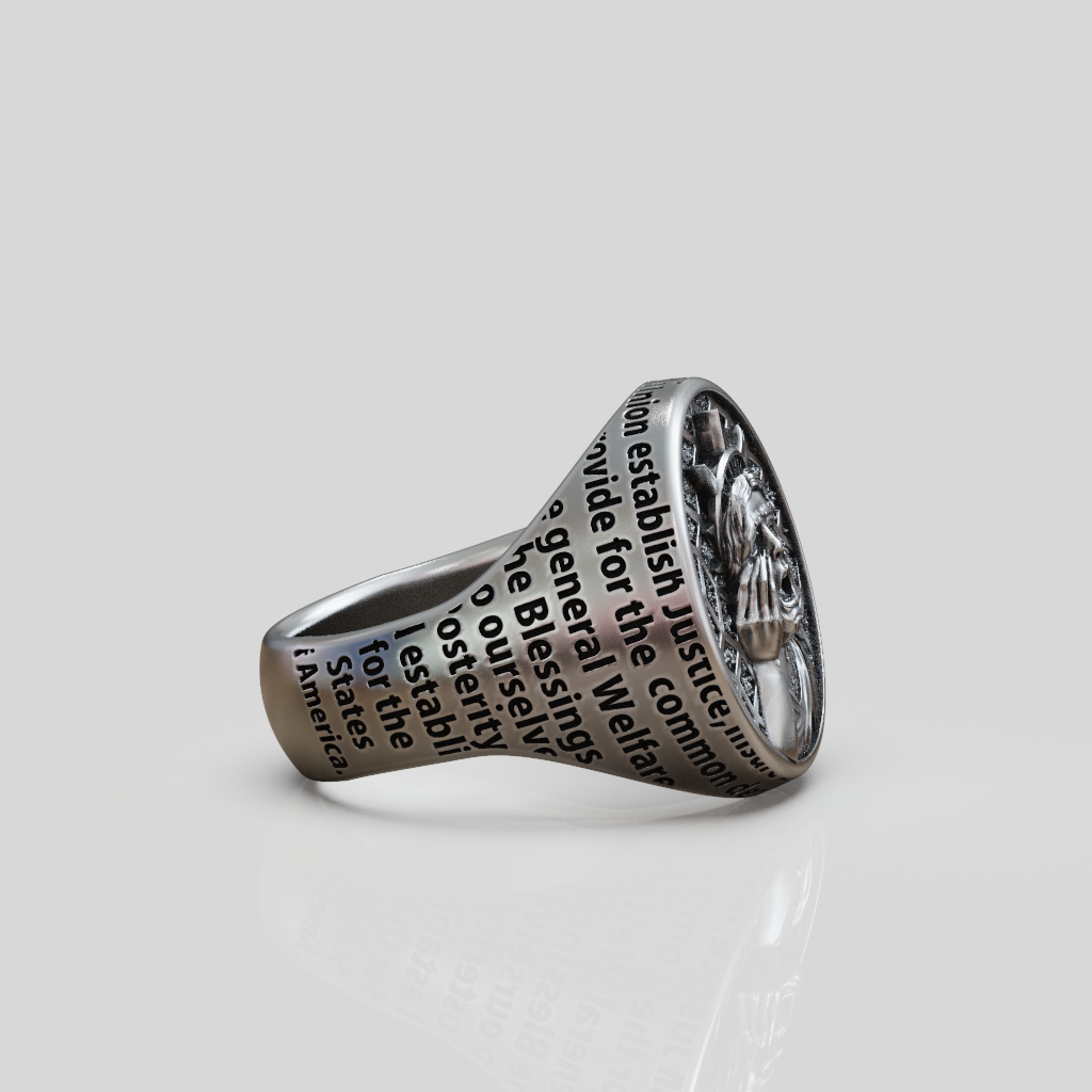 Crying Statue of Liberty Oval Signet Ring — view 4