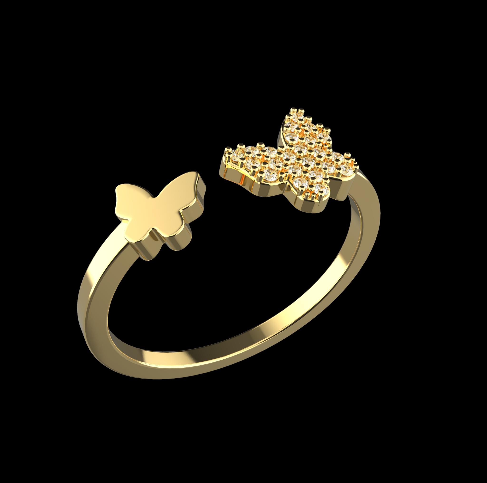Ring butterfly with diamonds 0.9 mm — view 6