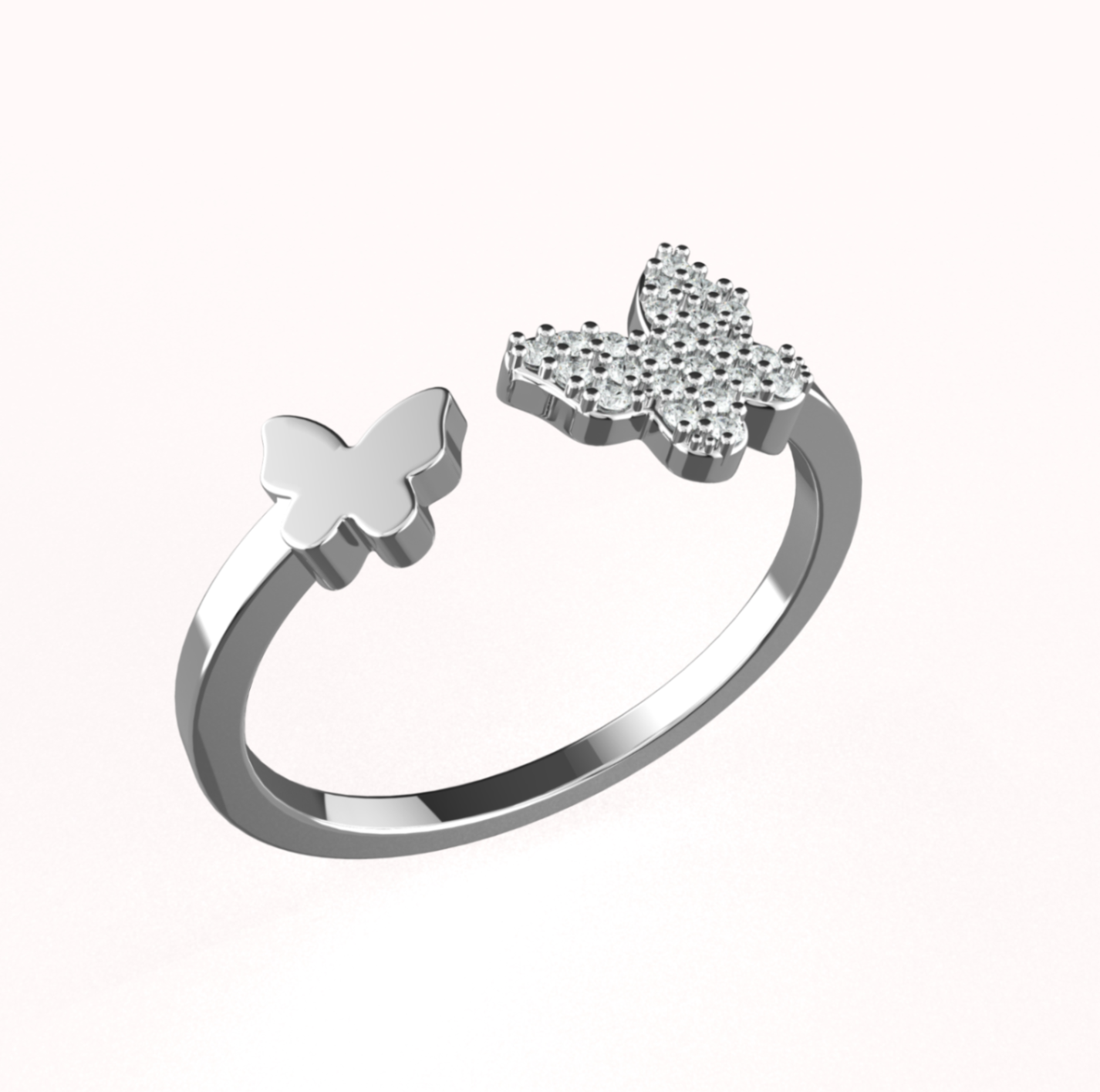 Ring butterfly with diamonds 0.9 mm — view 2