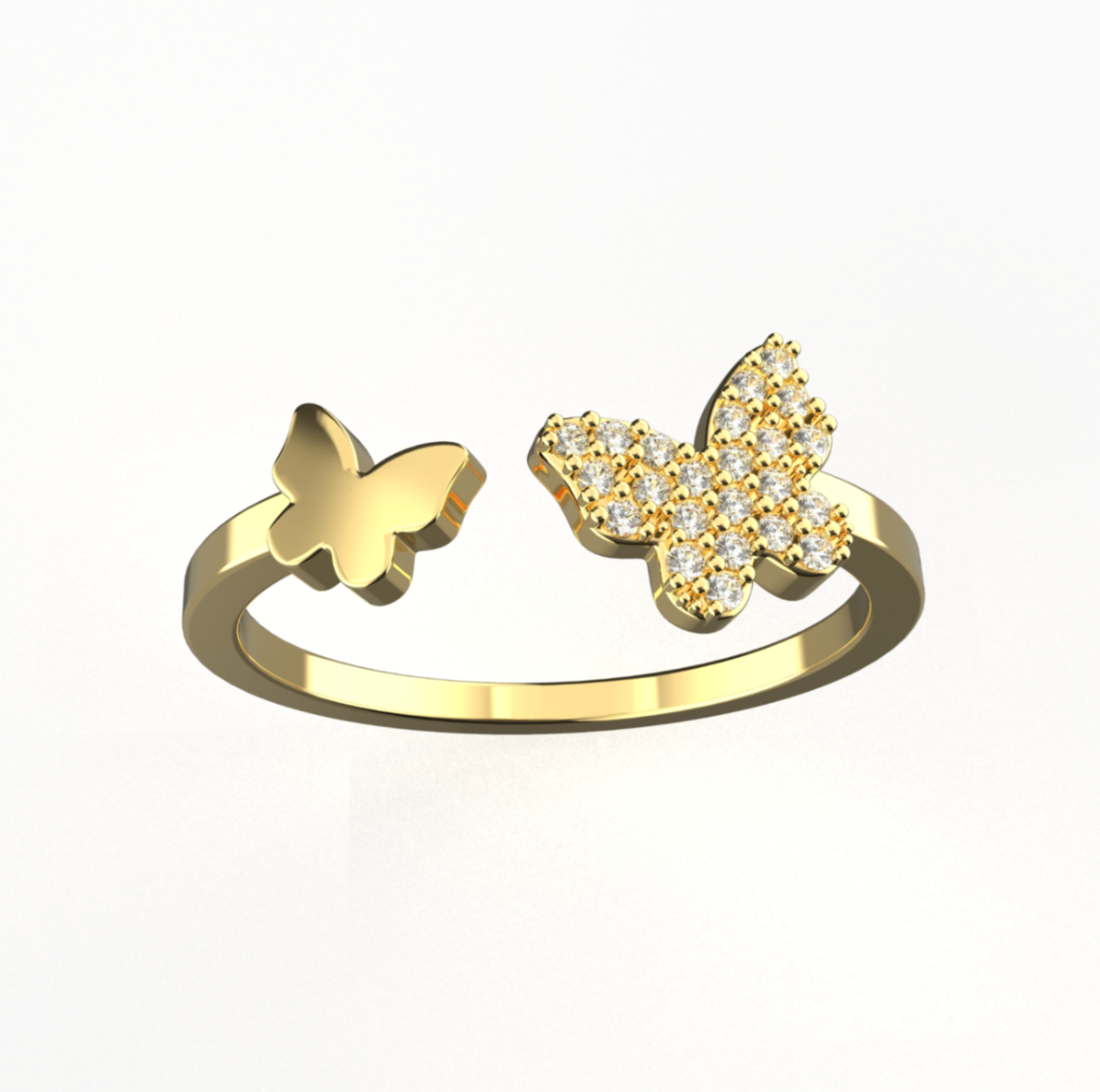 Ring butterfly with diamonds 0.9 mm — view 7