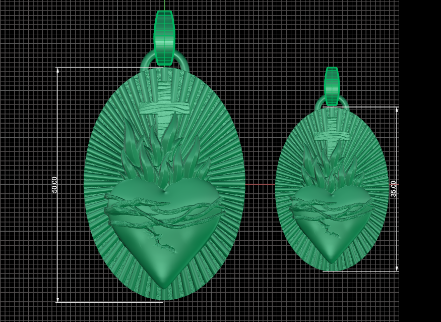 Sacred Heart Medallion Bas-Relief Pendant — view 6