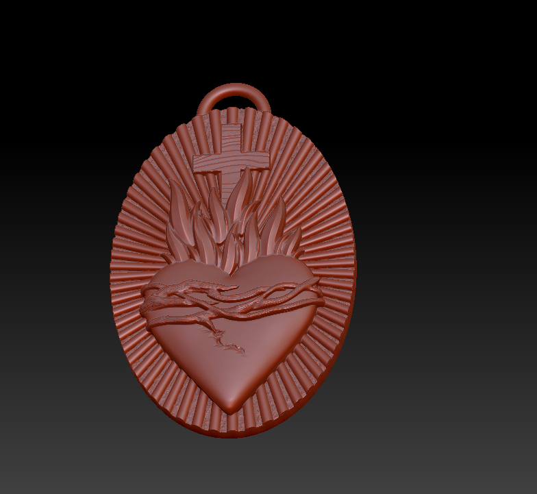 Sacred Heart Medallion Bas-Relief Pendant — view 5
