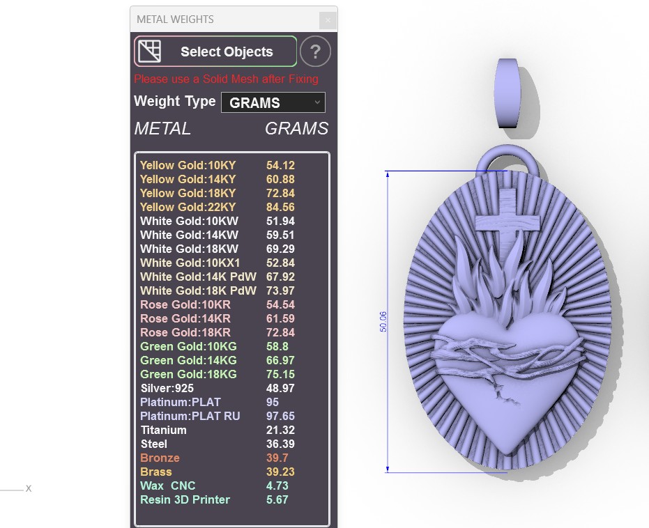 Sacred Heart Medallion Bas-Relief Pendant — view 2