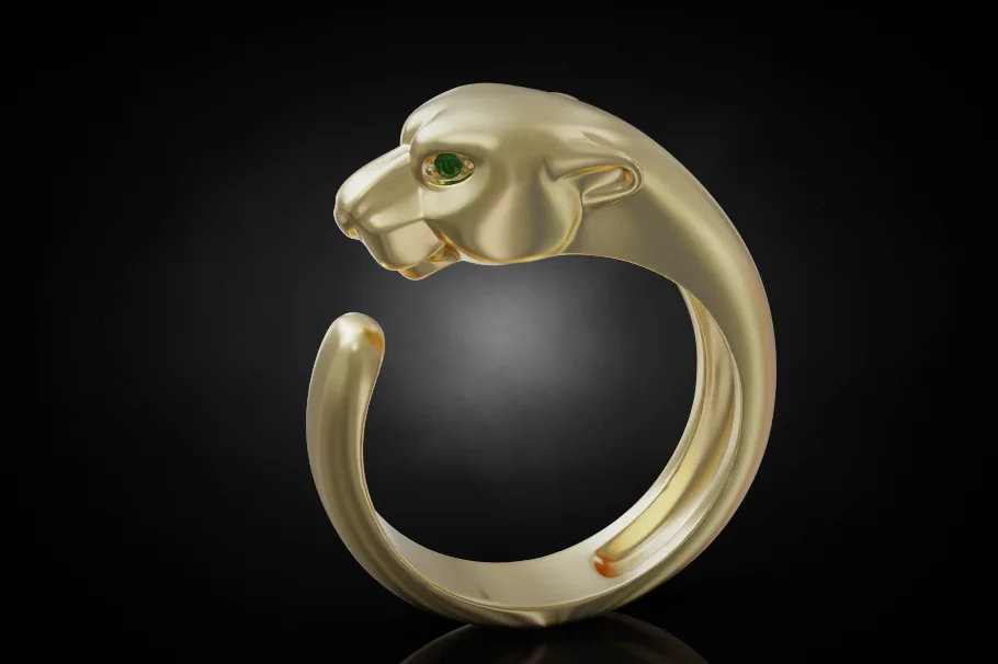 Sculptural Panther Bypass Ring