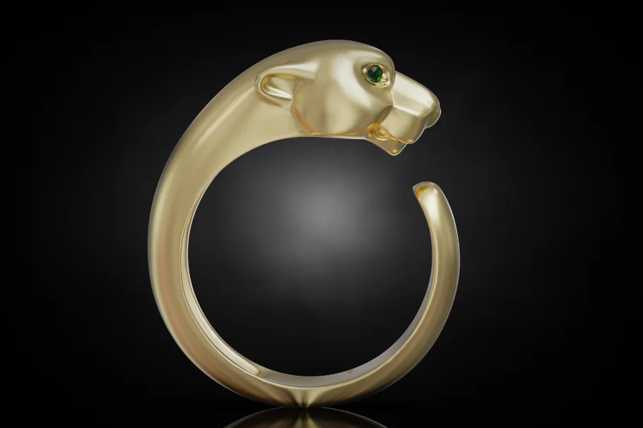 Sculptural Panther Bypass Ring — view 3