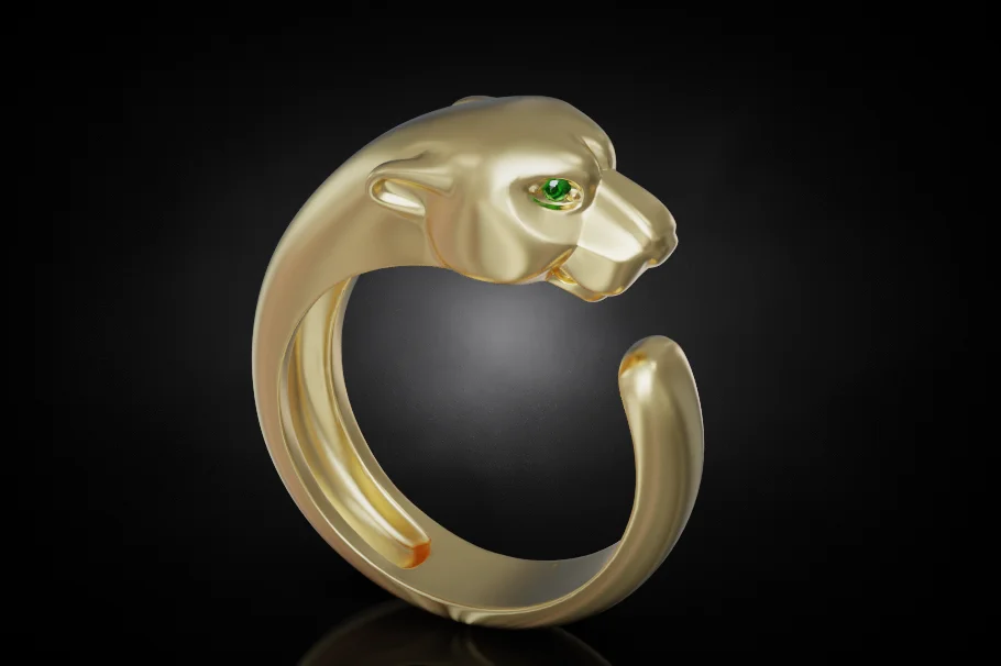 Sculptural Panther Bypass Ring — view 2