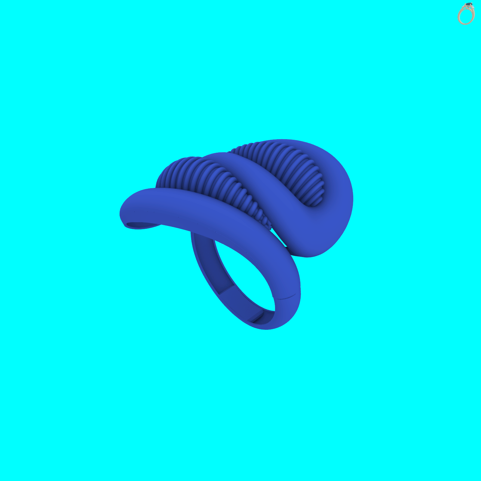 Buy Sculptural Ribbed Overlapping Ring CAD Jewelry — view 2