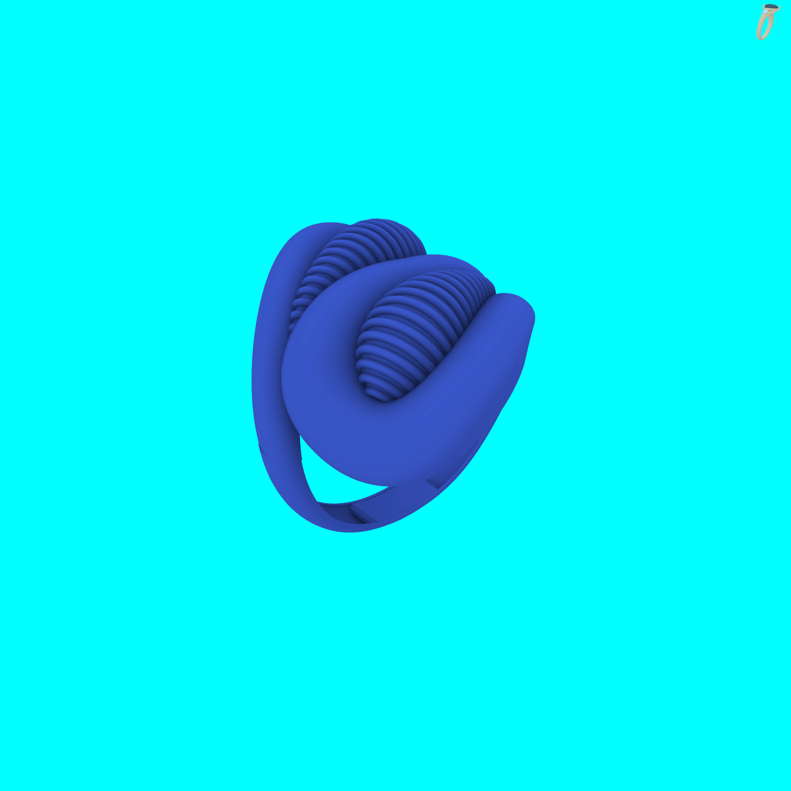 Buy Sculptural Ribbed Overlapping Ring CAD Jewelry — view 3