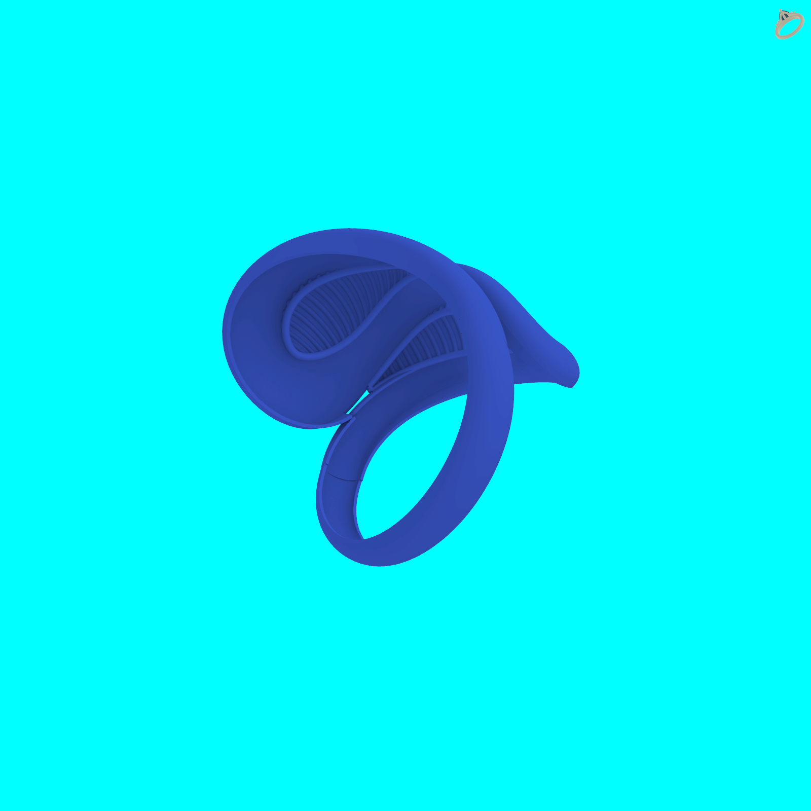 Buy Sculptural Ribbed Overlapping Ring CAD Jewelry — view 4