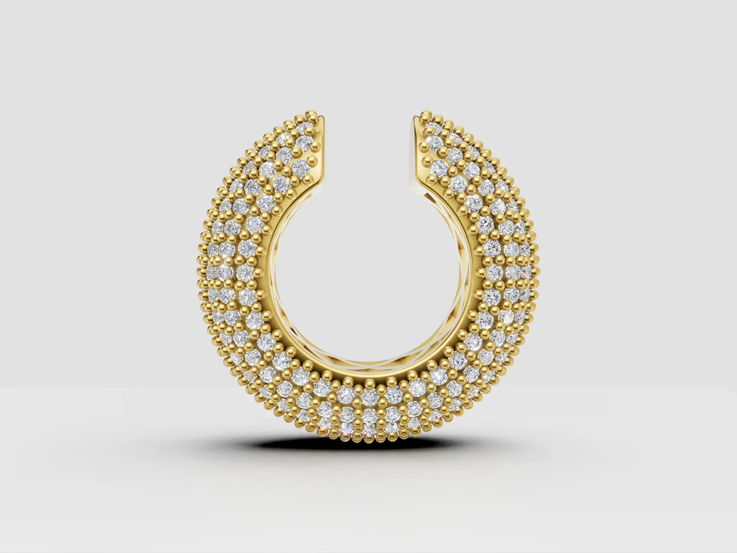 Wide Pavé Open Cuff Piercing 3D Model — view 2