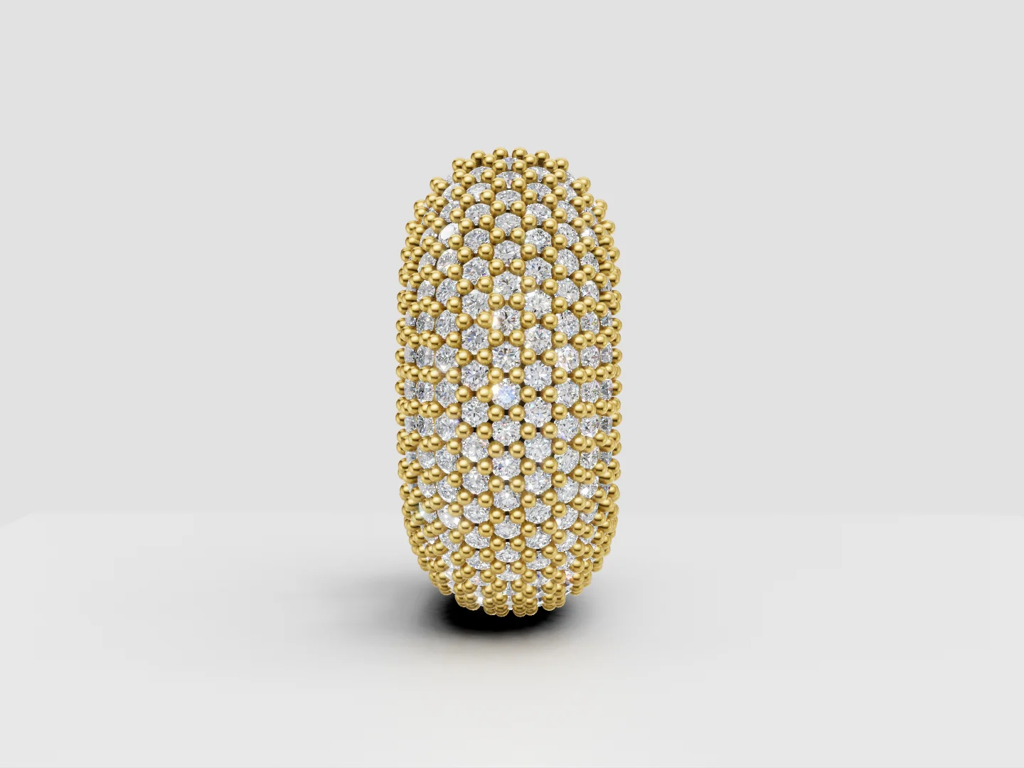 Wide Pavé Open Cuff Piercing 3D Model — view 3