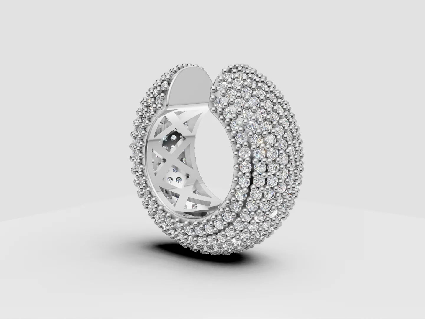 Wide Pavé Open Cuff Piercing 3D Model — view 5