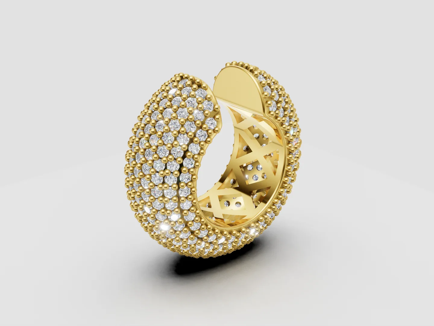 Wide Pavé Open Cuff Piercing 3D Model