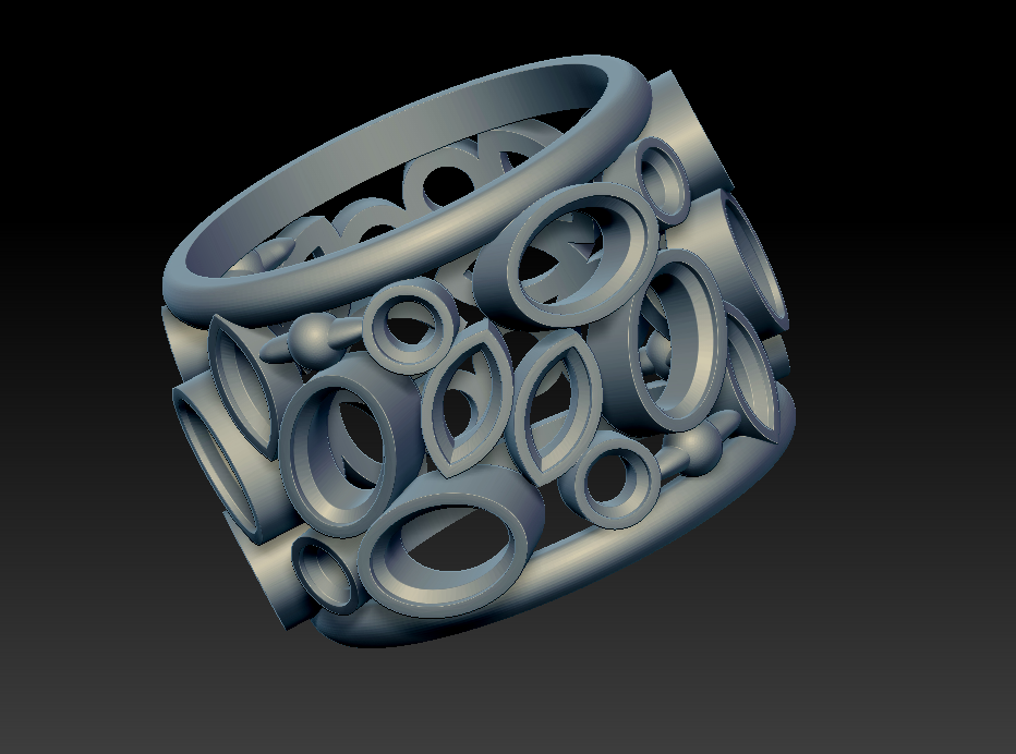 Multi-Gem Wide Band Openwork Ring — view 5